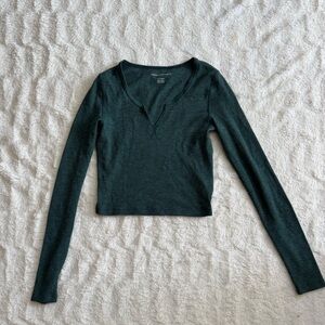 American Eagle Outfitters Deep Green Long Sleeve Top